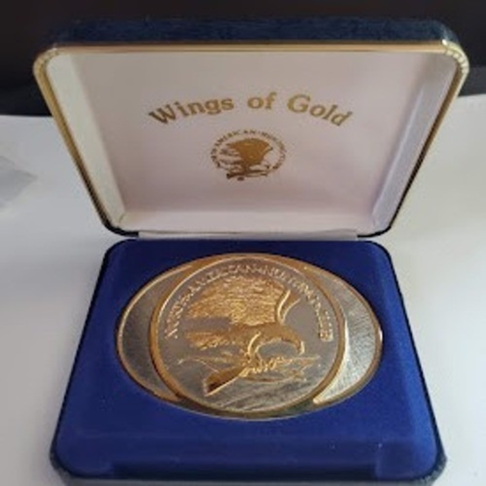 North American Hunting Club Wings of Gold Belt Buckle 24K Gold & Rhodium Plate